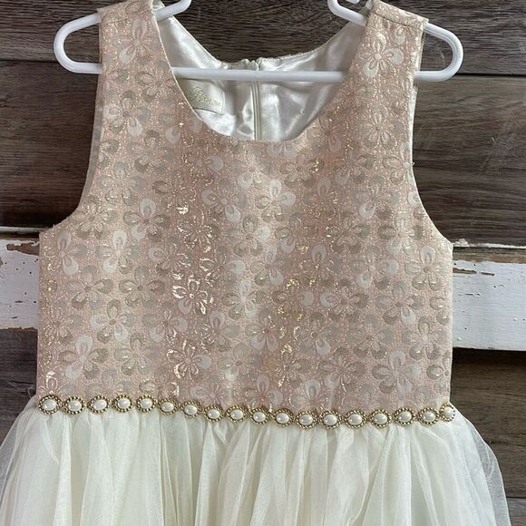 AMERICAN PRINCESS Girls Fancy Asymetrical Tiered Sleeveless Beaded Dress Size 10 - Picture 3 of 9
